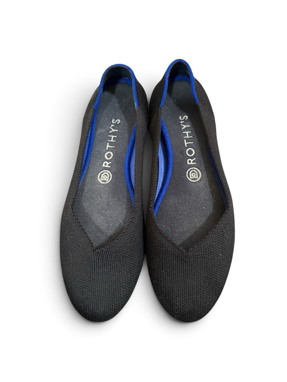 Rothy's Women's Black Blue Trim Classic Slip-On Casual Ballet Flat Size 9